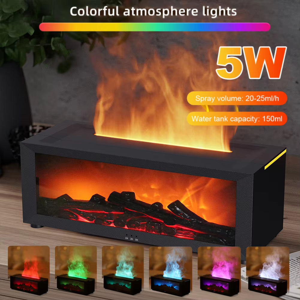 Air Humidifier Essential Oil Diffuser Flame Aroma Humidifier Home Room Fragrance Diffuser with Night Light Aromatherapy Diffuser