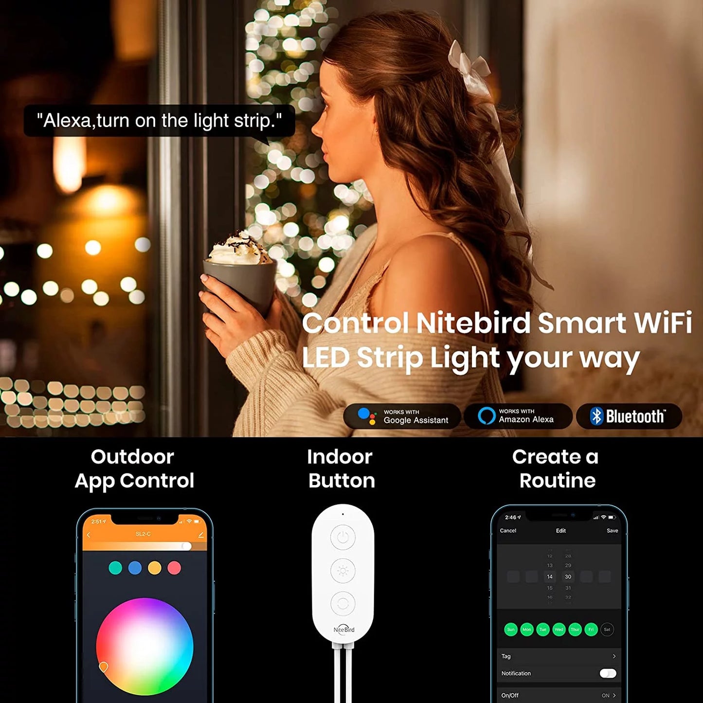 Indoor 16Ft Smart App Control Alexa & Google Assistant Compatible LED Strip Lights