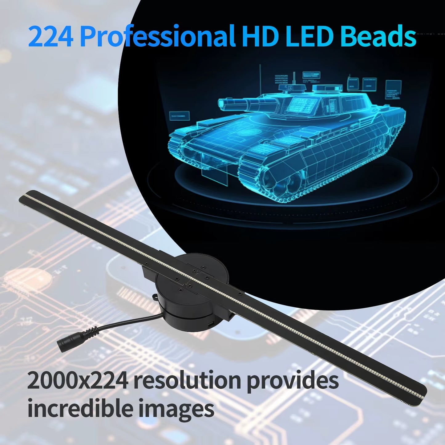 Wifi 3D Hologram Fan 3D Hologram Projector 176 Degree Viewable Angle 100‑240V 2000X224 Stable Custom Editing for Business